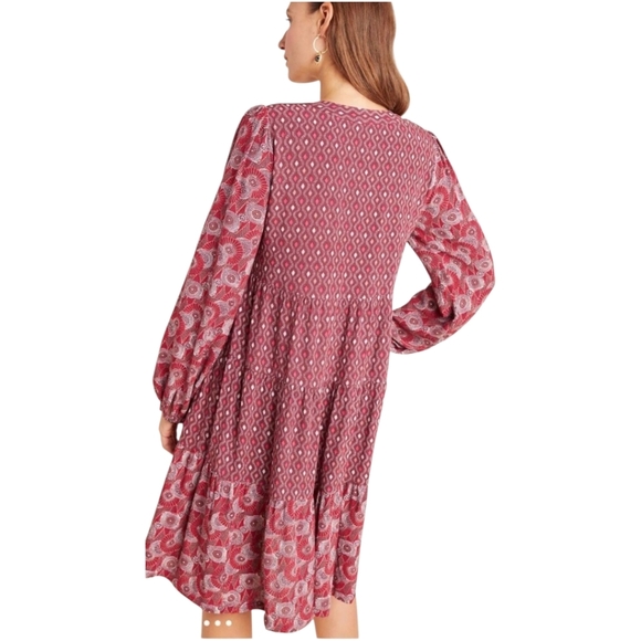 Maeve by Anthropologie Brown Boho Granny Dress Size Medium - Picture 2 of 7